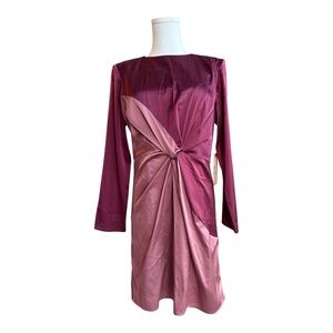 SBC5 Pink & purple ombre dress with long sleeves and tie front size small